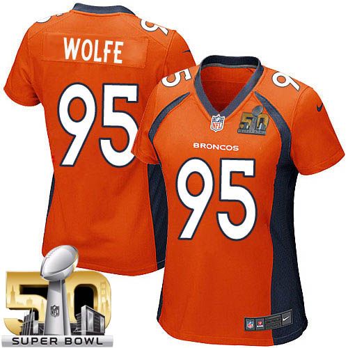 Nike Broncos #95 Derek Wolfe Orange Team Color Super Bowl 50 Women's Stitched NFL New Elite Jersey